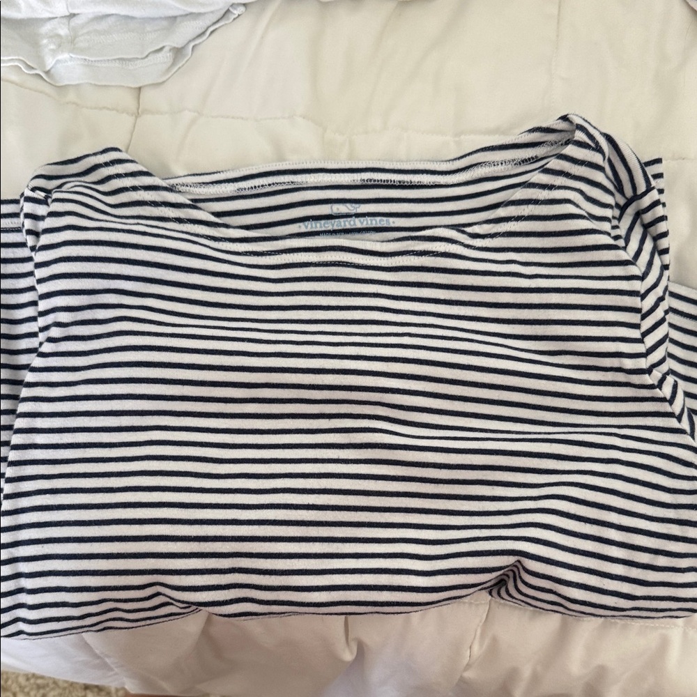 Vineyard Vines Black and White Striped Long Sleeve Tee